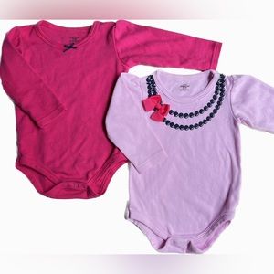 Baby Girl Cotton Long Sleeves Bodysuits with Bow by Little Treasures 9-12M